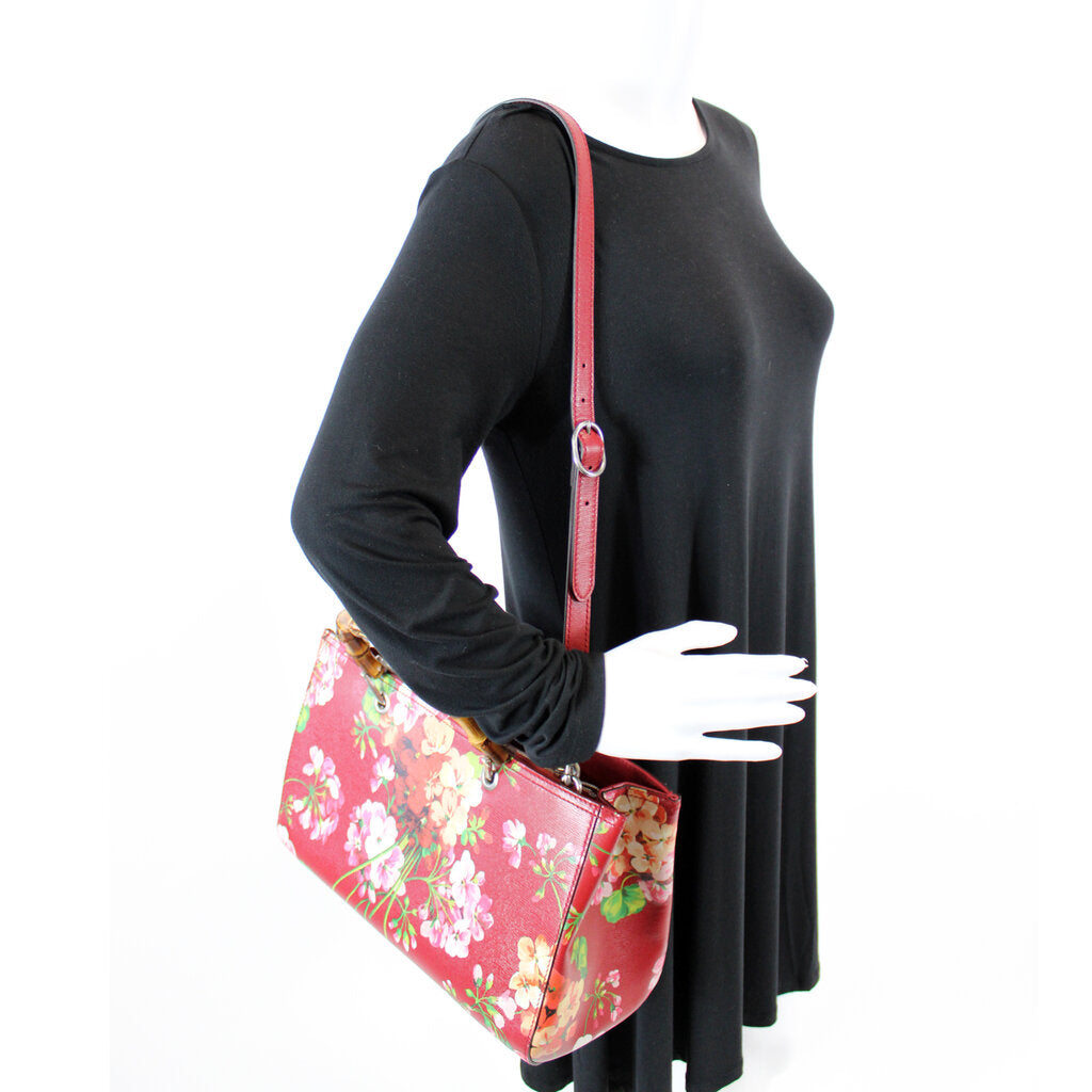 323660 Blooms Leather Medium Bamboo Shopper Tote
