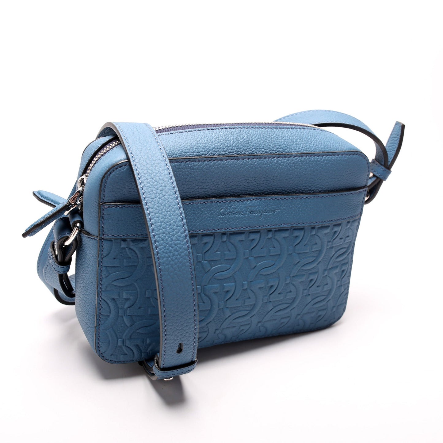 Gancini Embossed Leather Crossbody