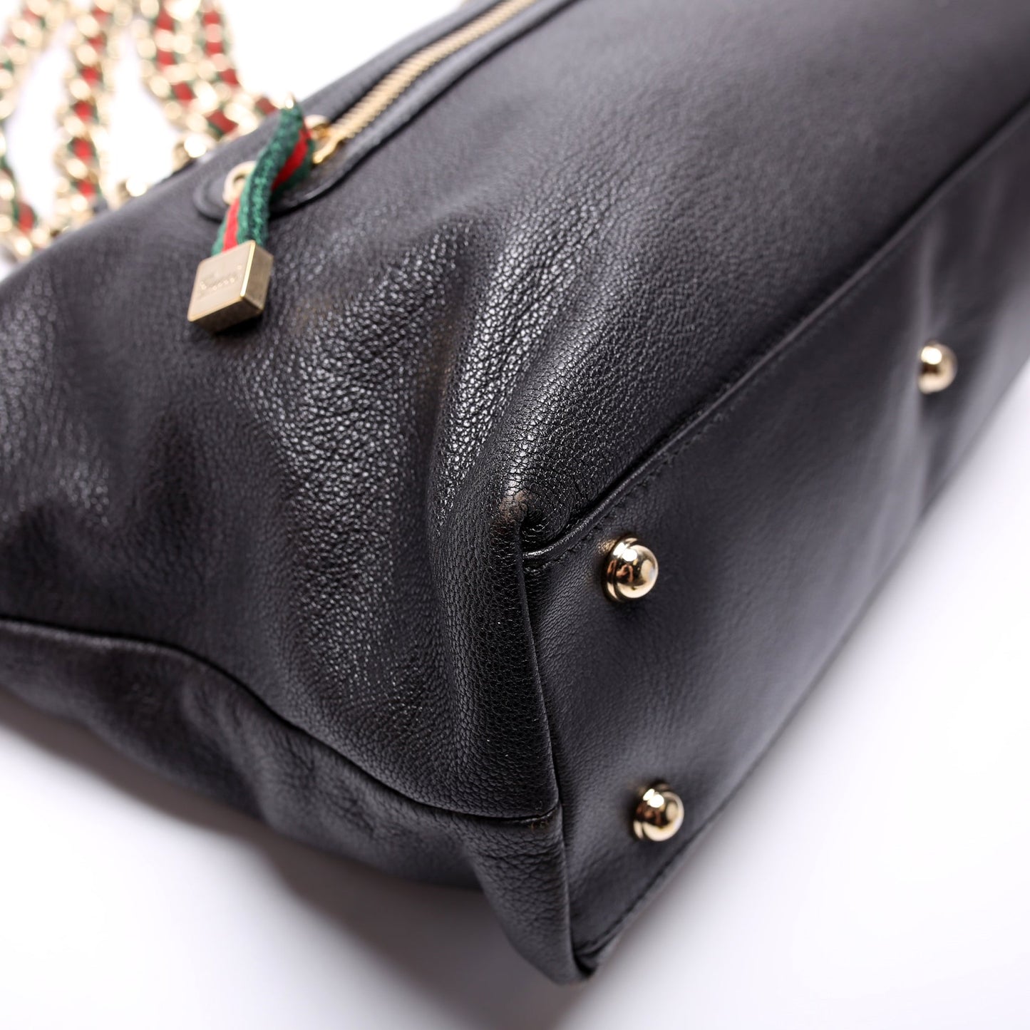 153016 Capri Web Chain Leather Shoulder Bag