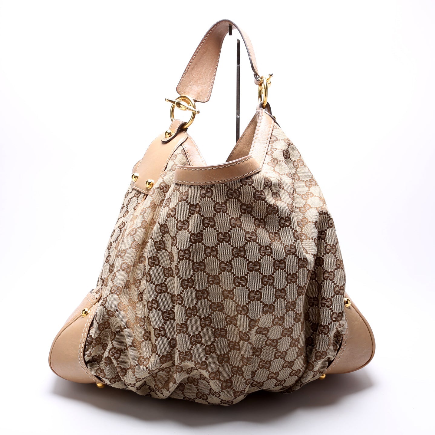 203542 GG Canvas Jockey Hobo