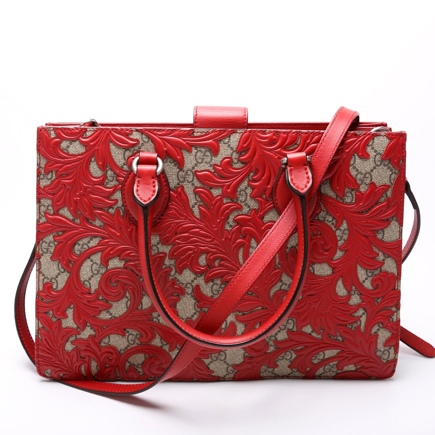 409531 GG Supreme Arabesque Top Handle Tote