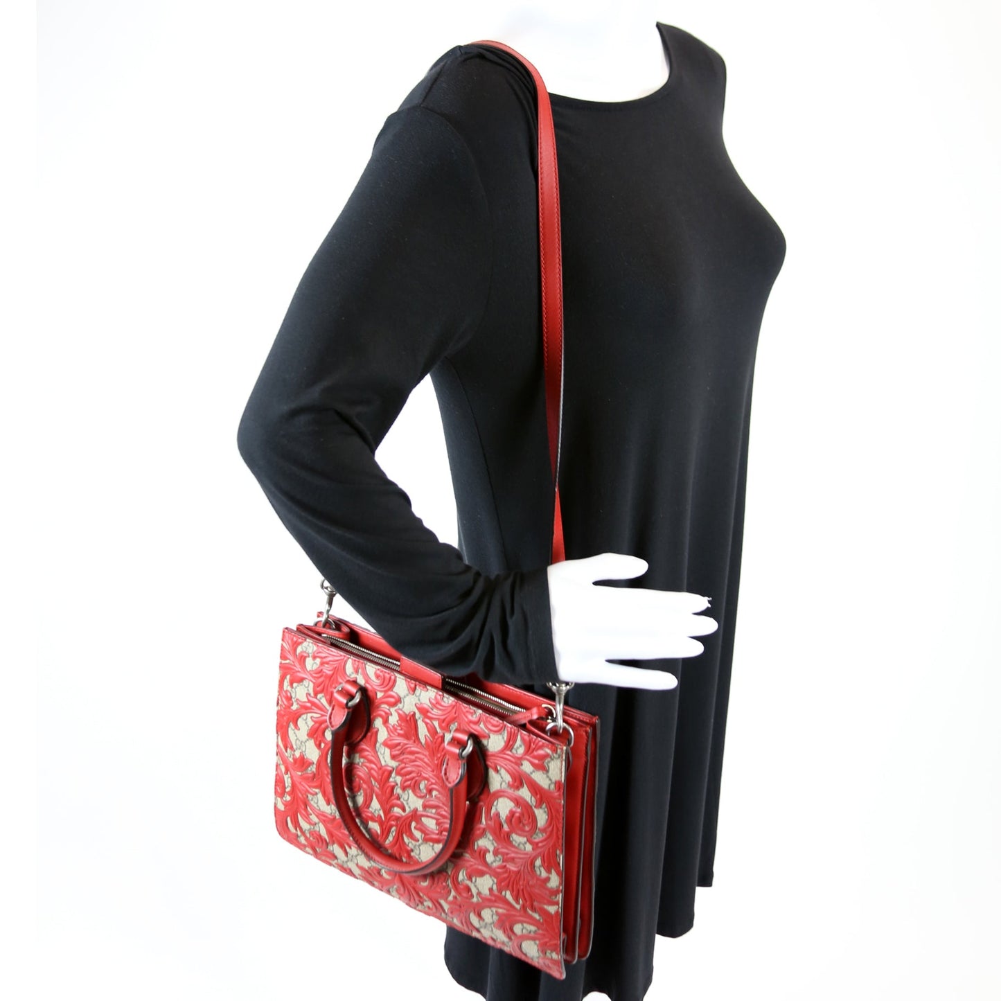 409531 GG Supreme Arabesque Top Handle Tote