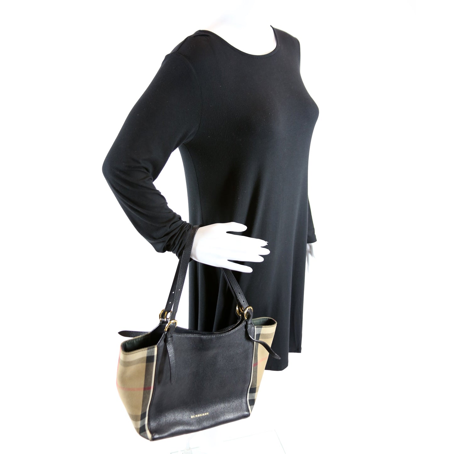 3958975 Leather/House Check Small Canterbury Tote