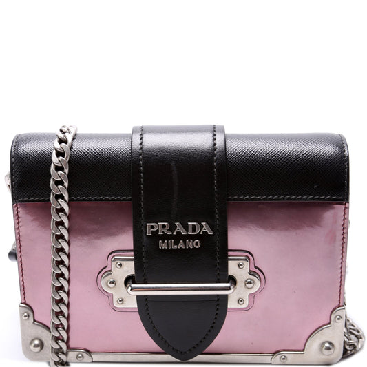 Saffiano/Metallic Vitello Cahier Chain Crossbody