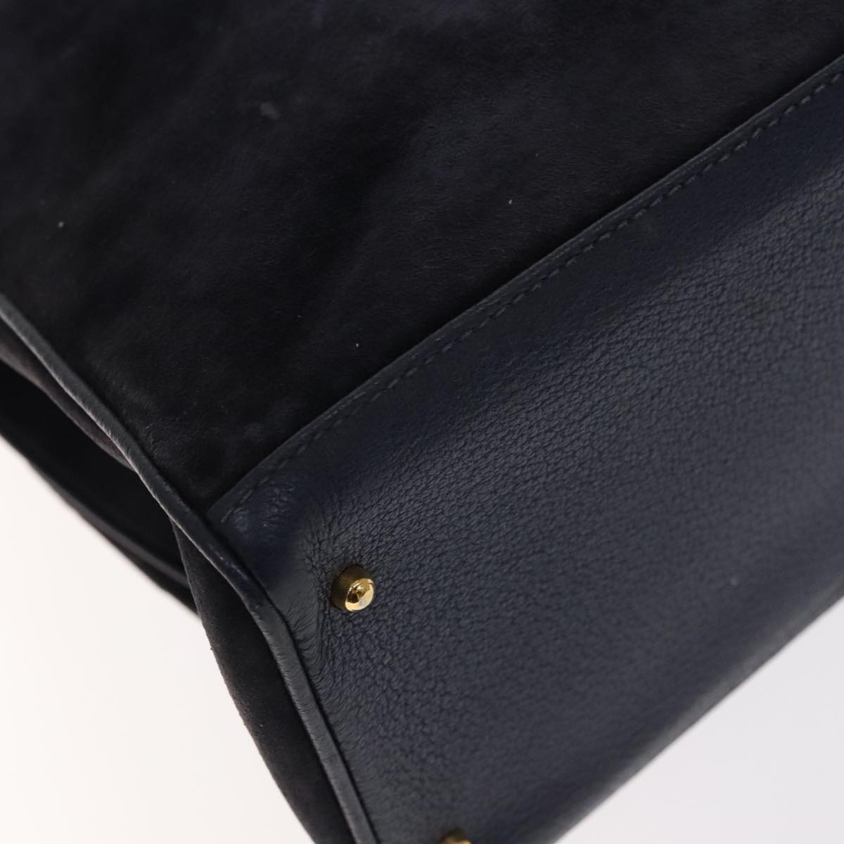 Gucci Bamboo Navy Suede Handbag