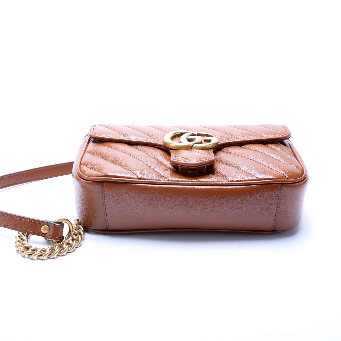 446744 Marmont Diagonal Leather Shoulder Mini Flap