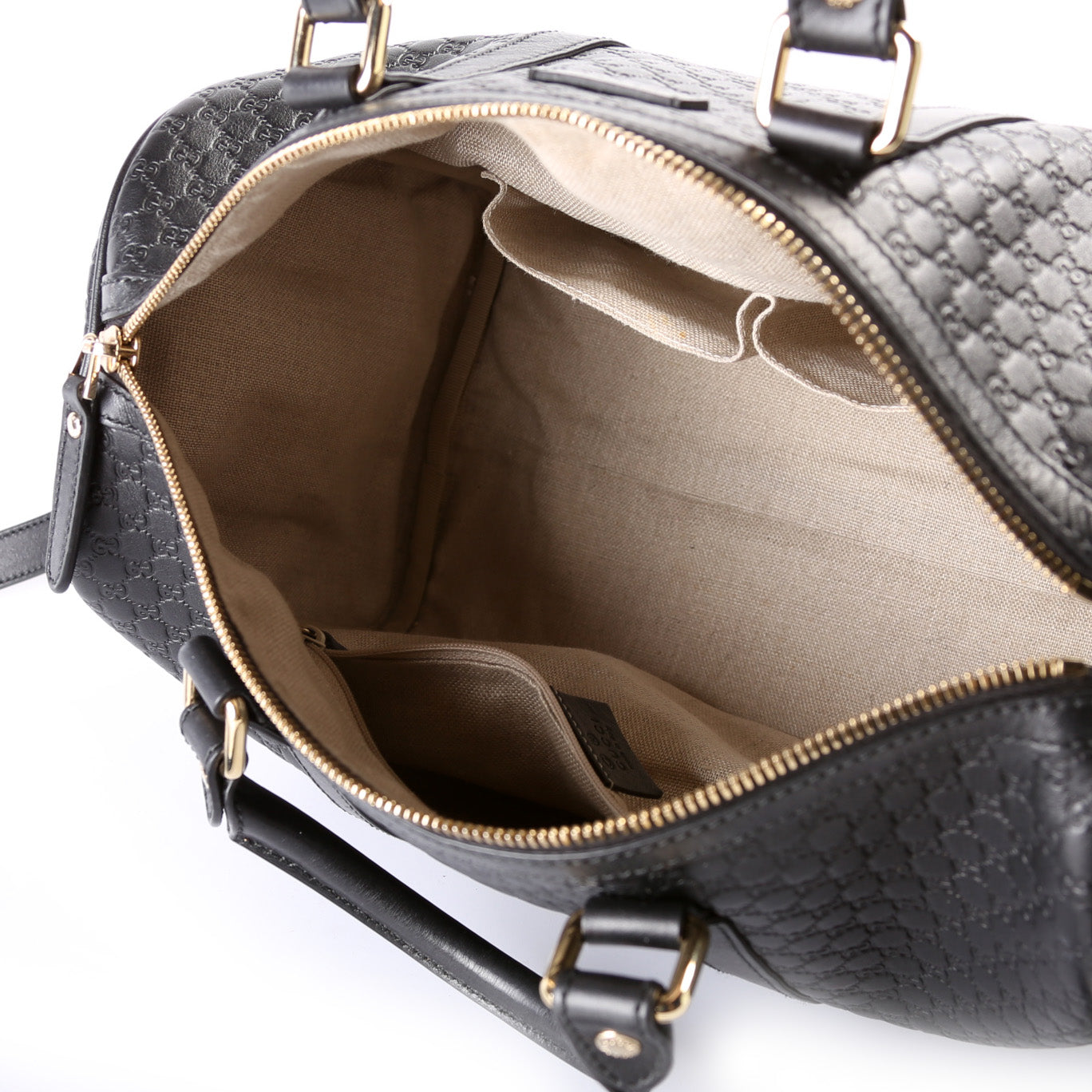 449646 Boston With Strap Micro Guccissima