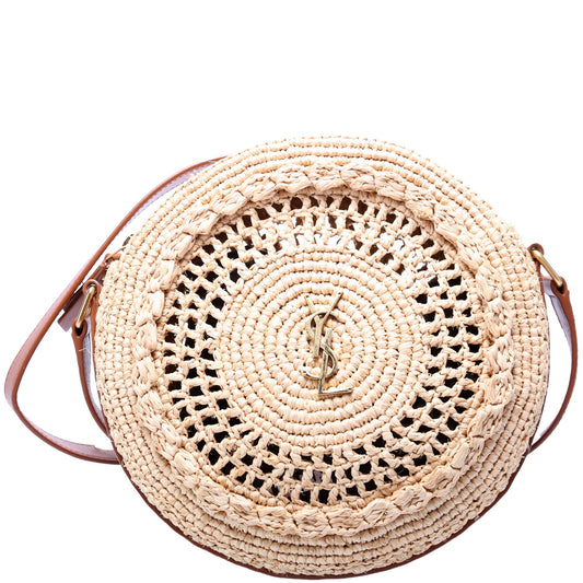 Raffia Woven Sac Round Crossbody