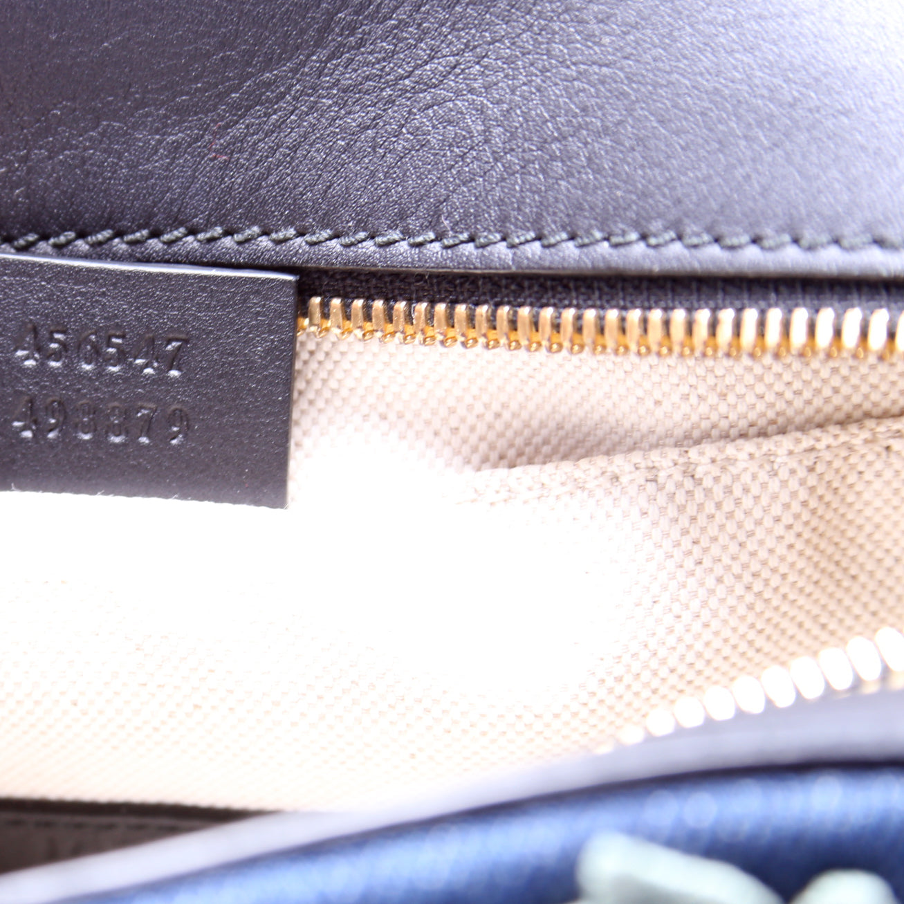 456547 Embroidered Denim Camera Bag