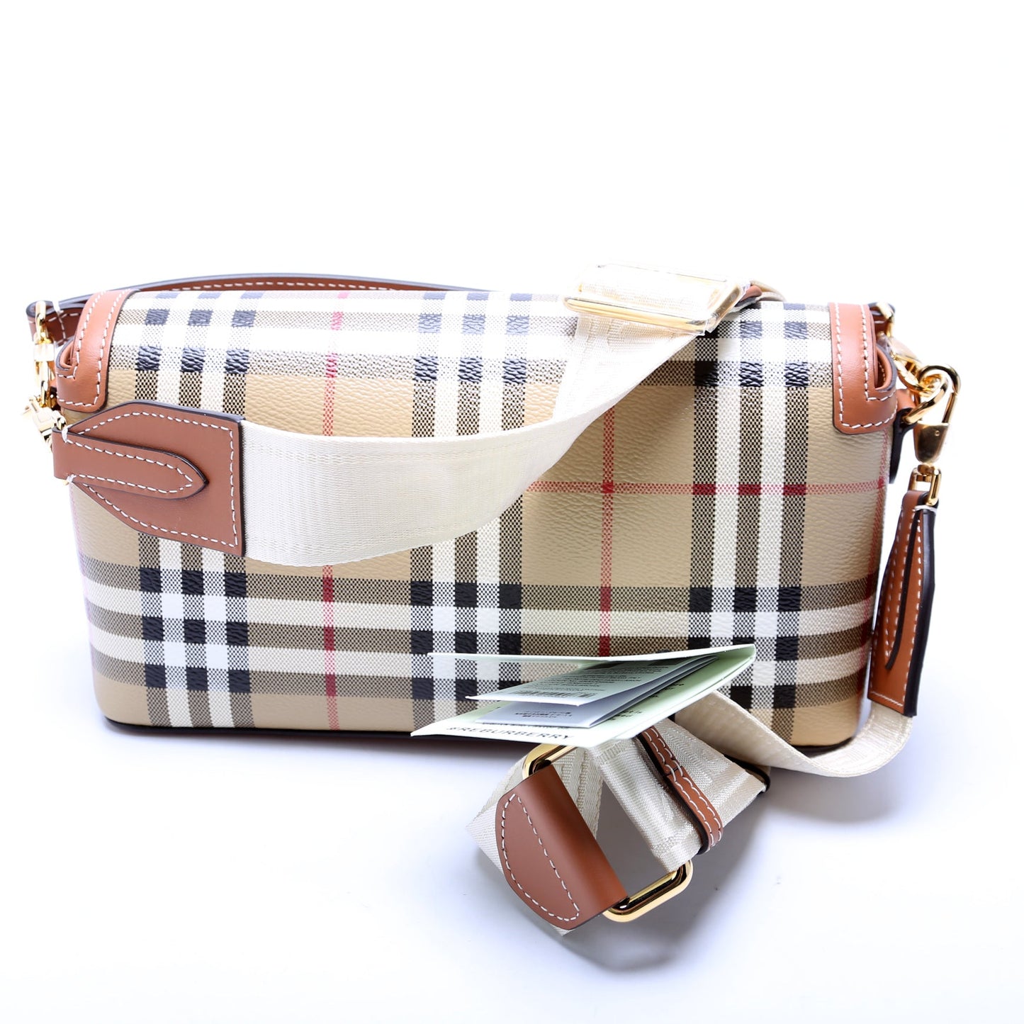 Note Top Handle Crossbody Check Coated Canvas