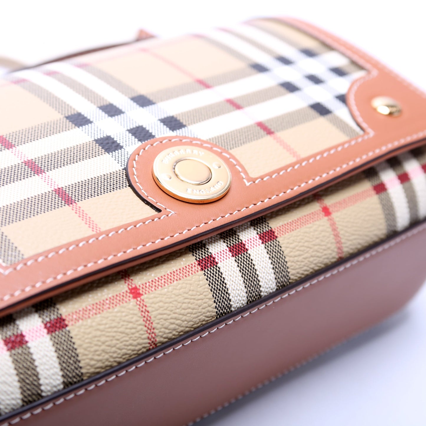 Note Top Handle Crossbody Check Coated Canvas