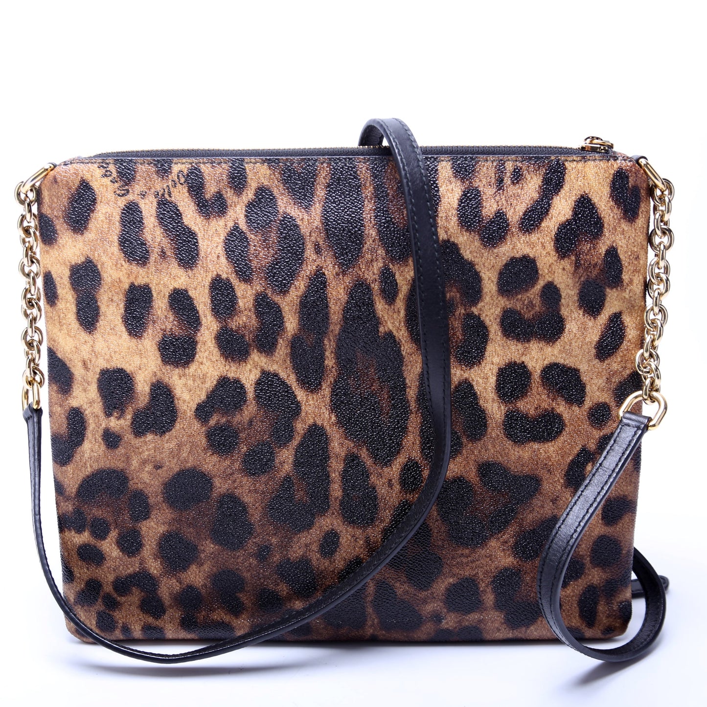Leopard Coated Canvas Flat Crossbody Bag