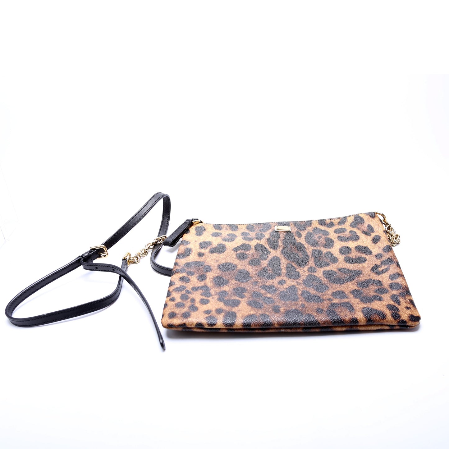 Leopard Coated Canvas Flat Crossbody Bag