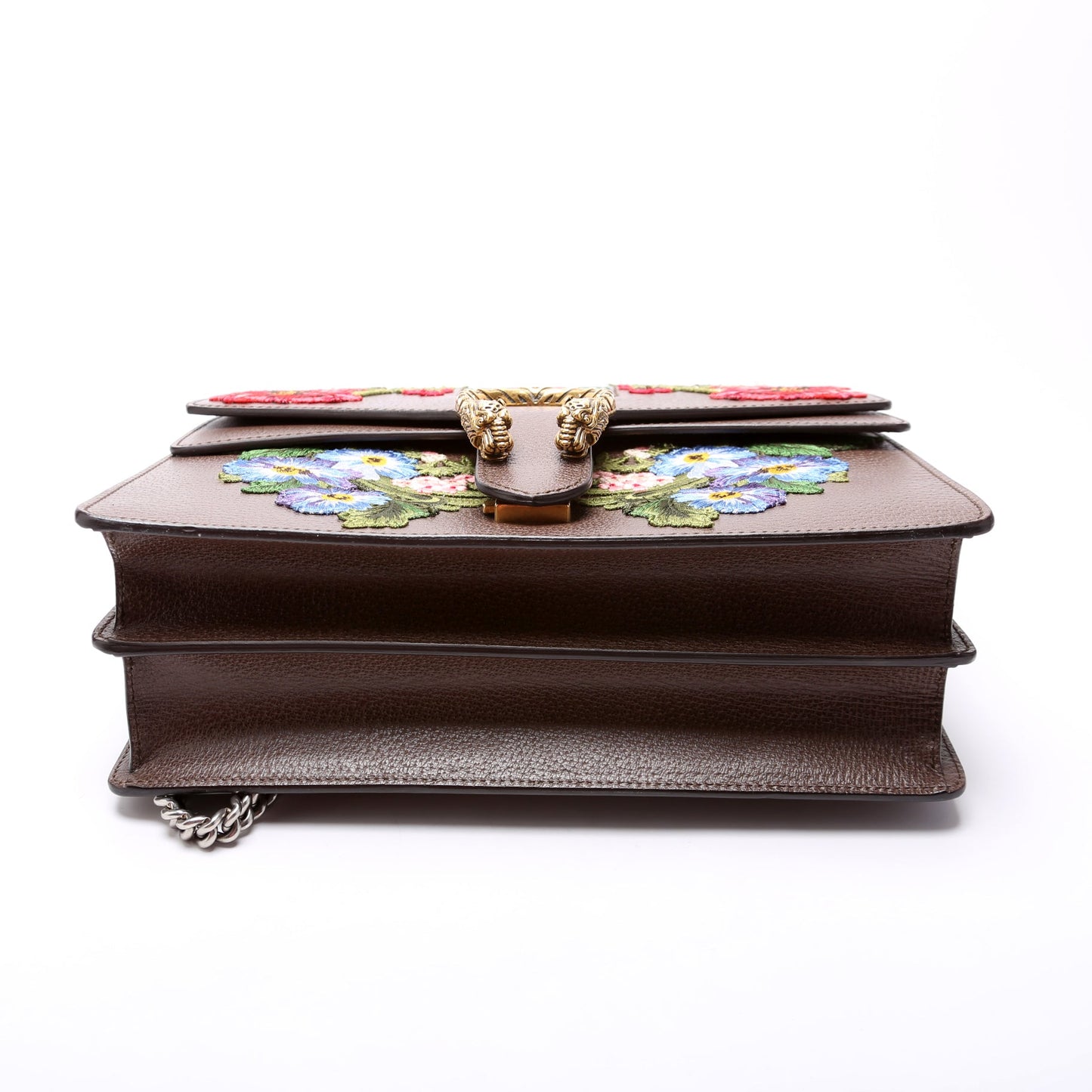 403348 Dionysus Leather Floral Embossed Shoulder Medium