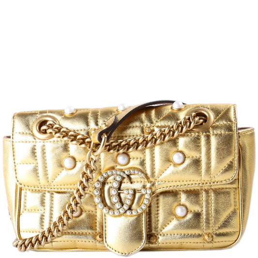 446744 Marmont Pearl Stud Leather Shoulder Mini Flap