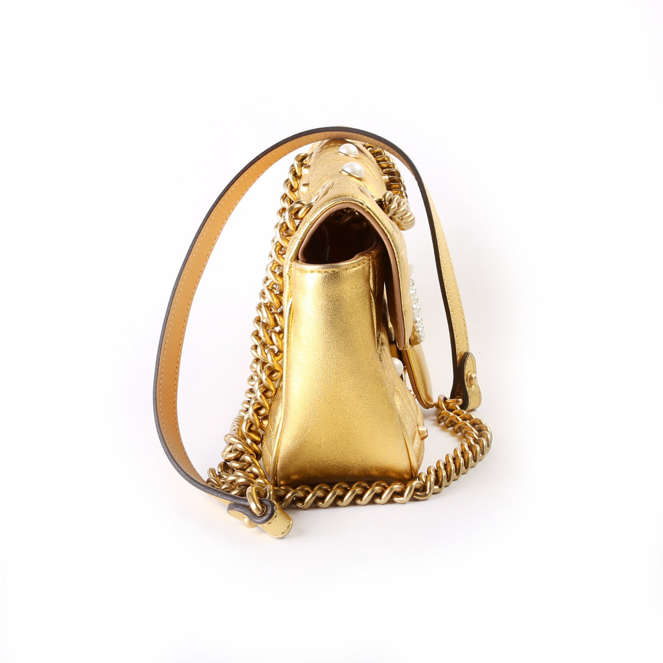 446744 Marmont Pearl Stud Leather Shoulder Mini Flap