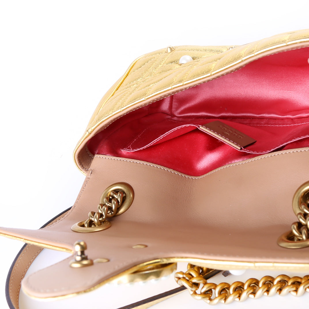 446744 Marmont Pearl Stud Leather Shoulder Mini Flap