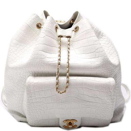 Drawstring Backpack Crocodile Embossed 28M