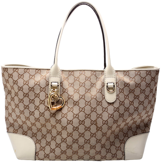 269956 GG Canvas Heart Bit Charm Tote