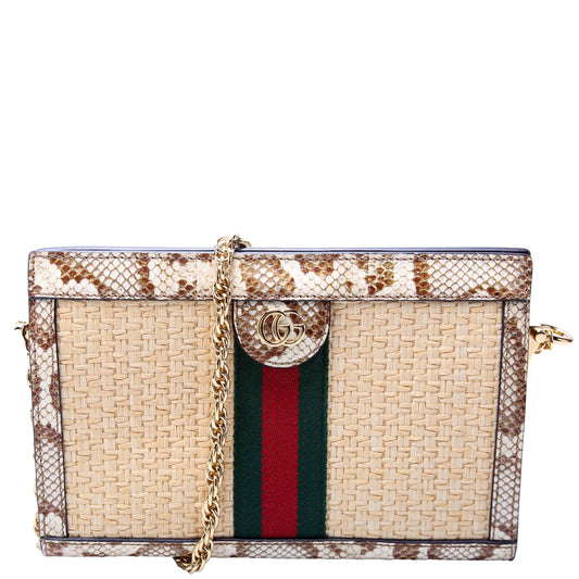 503877 Ophidia Snake/Raffia Shoulder Small