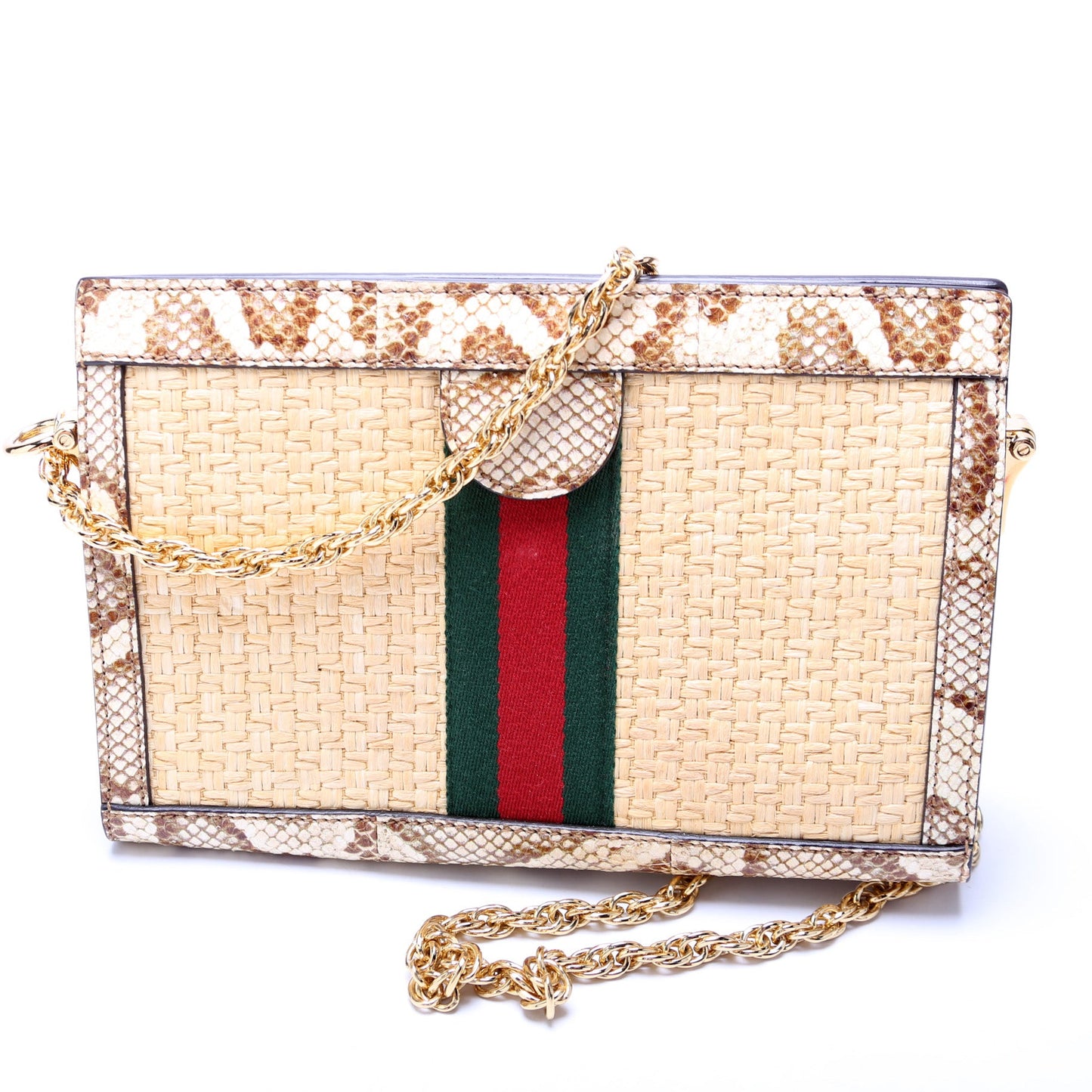 503877 Ophidia Snake/Raffia Shoulder Small