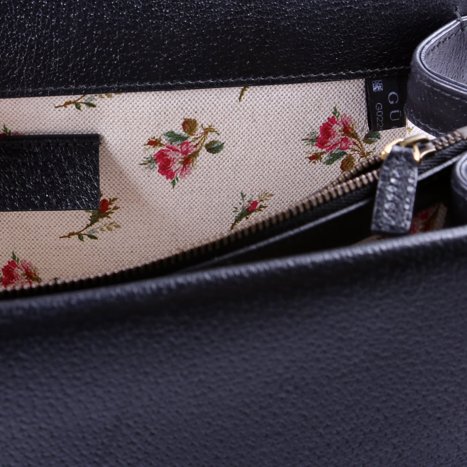 403348 Dionysus Leather Floral Embroidered Shoulder Medium