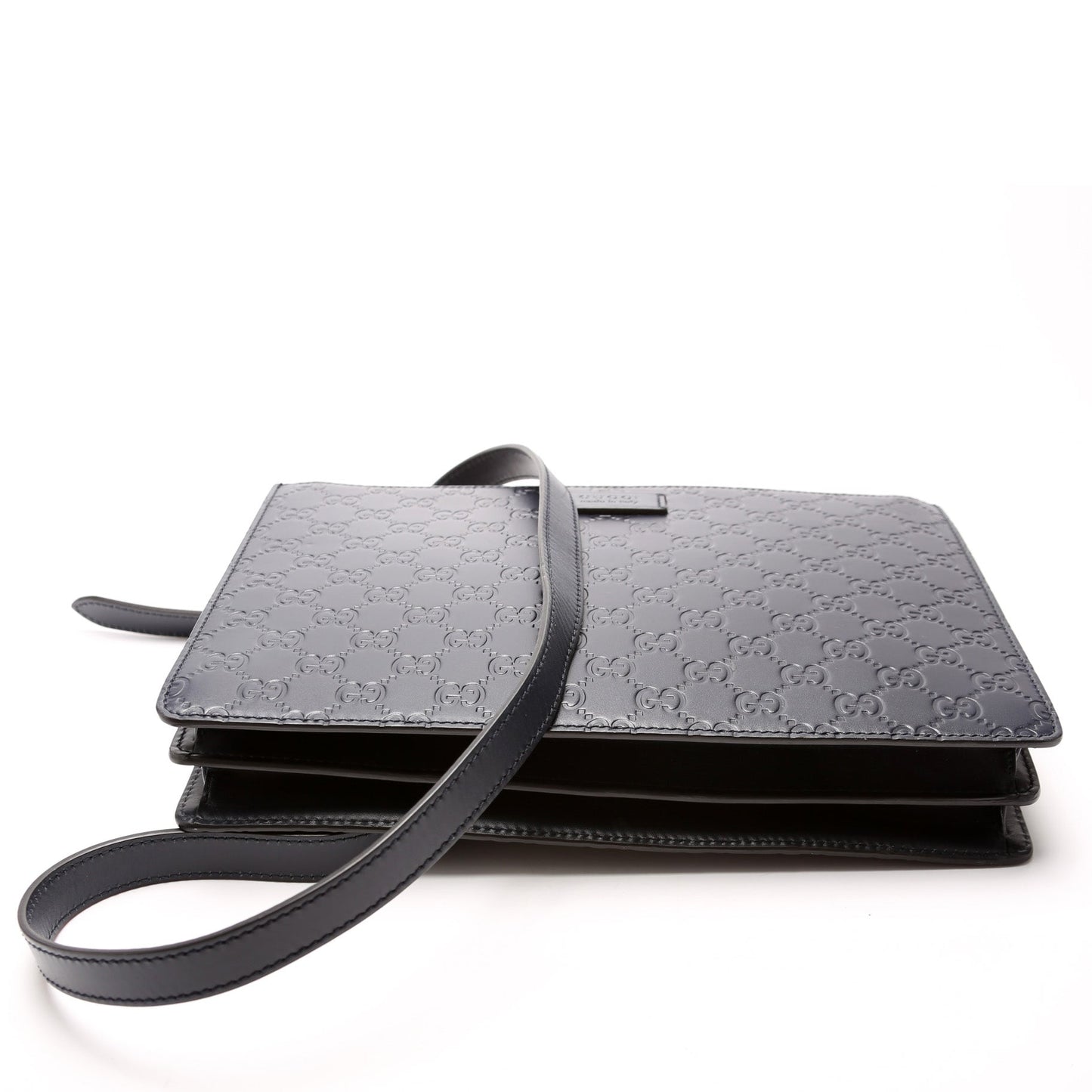 450953 GG Leather Double Zip Messenger