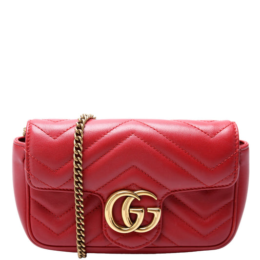 476433 Marmont Leather Super Mini Flap Red