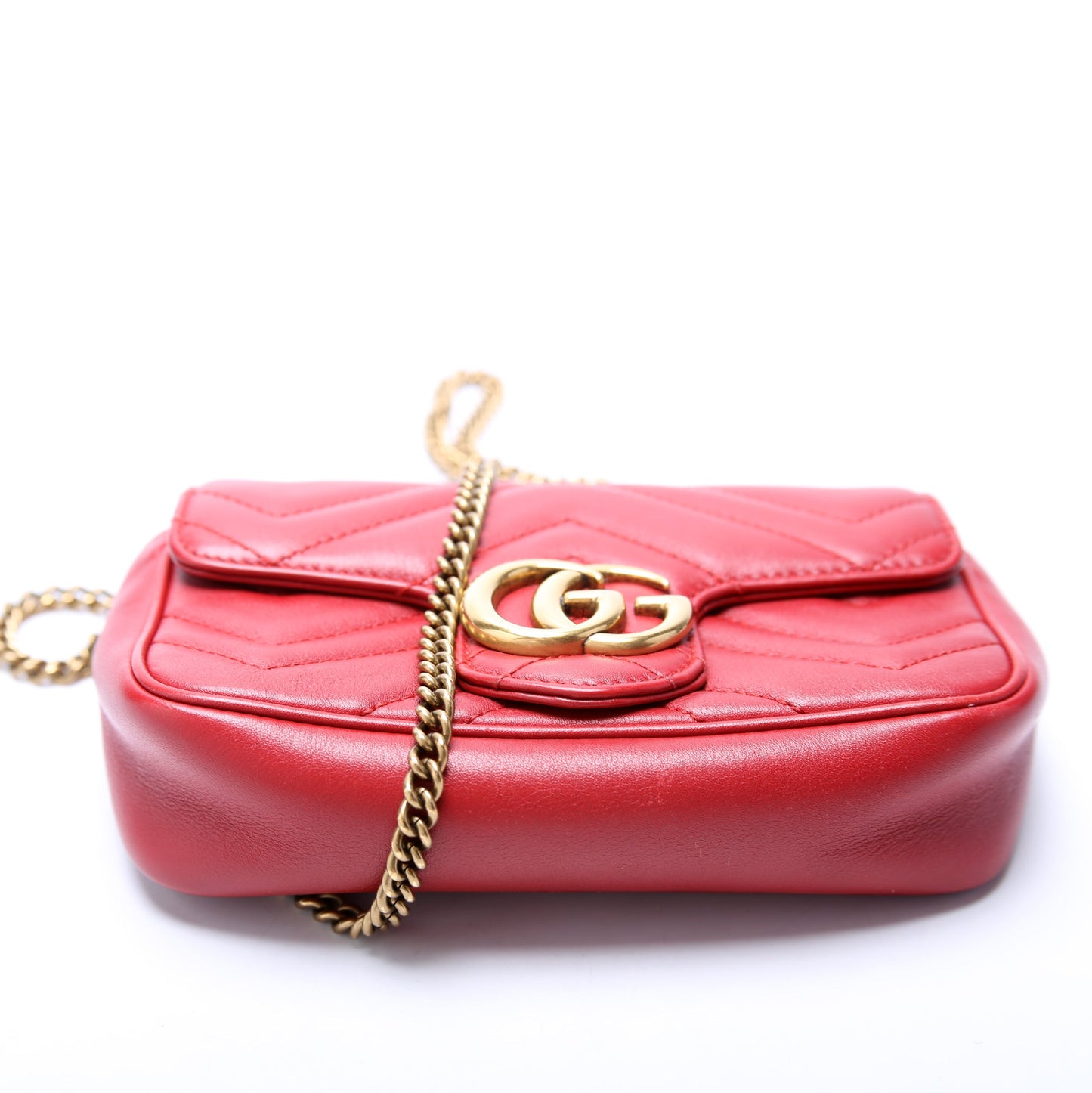 476433 Marmont Leather Super Mini Flap Red