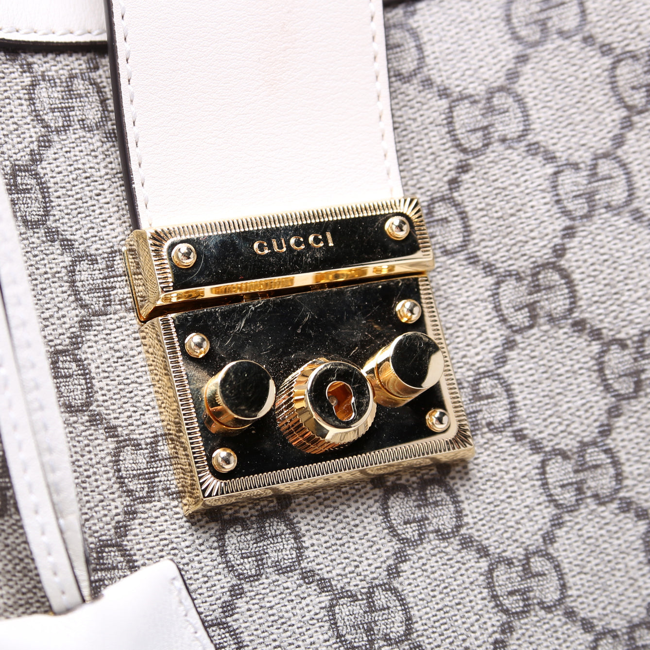 479197 Padlock GG Bees Shoulder Medium Cream