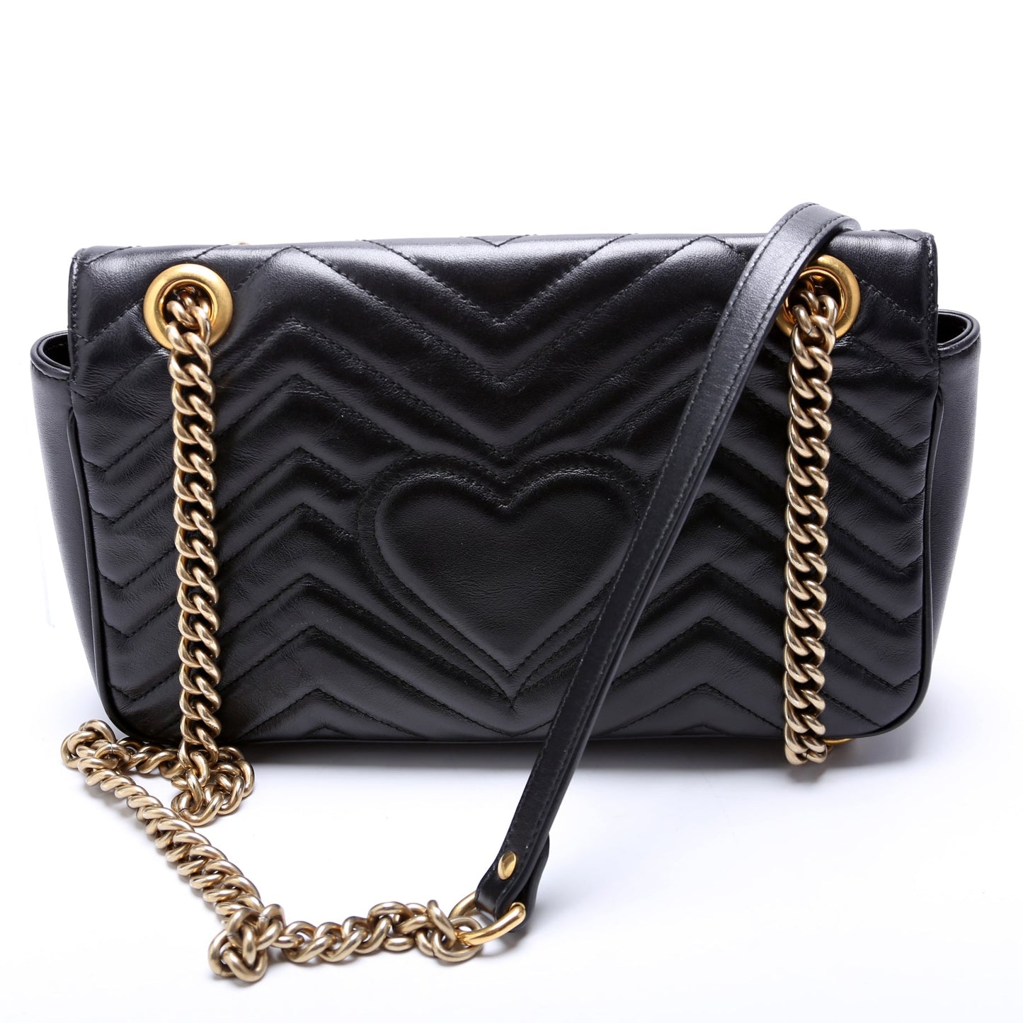 443497 Marmont Leather Shoulder Small Flap Black