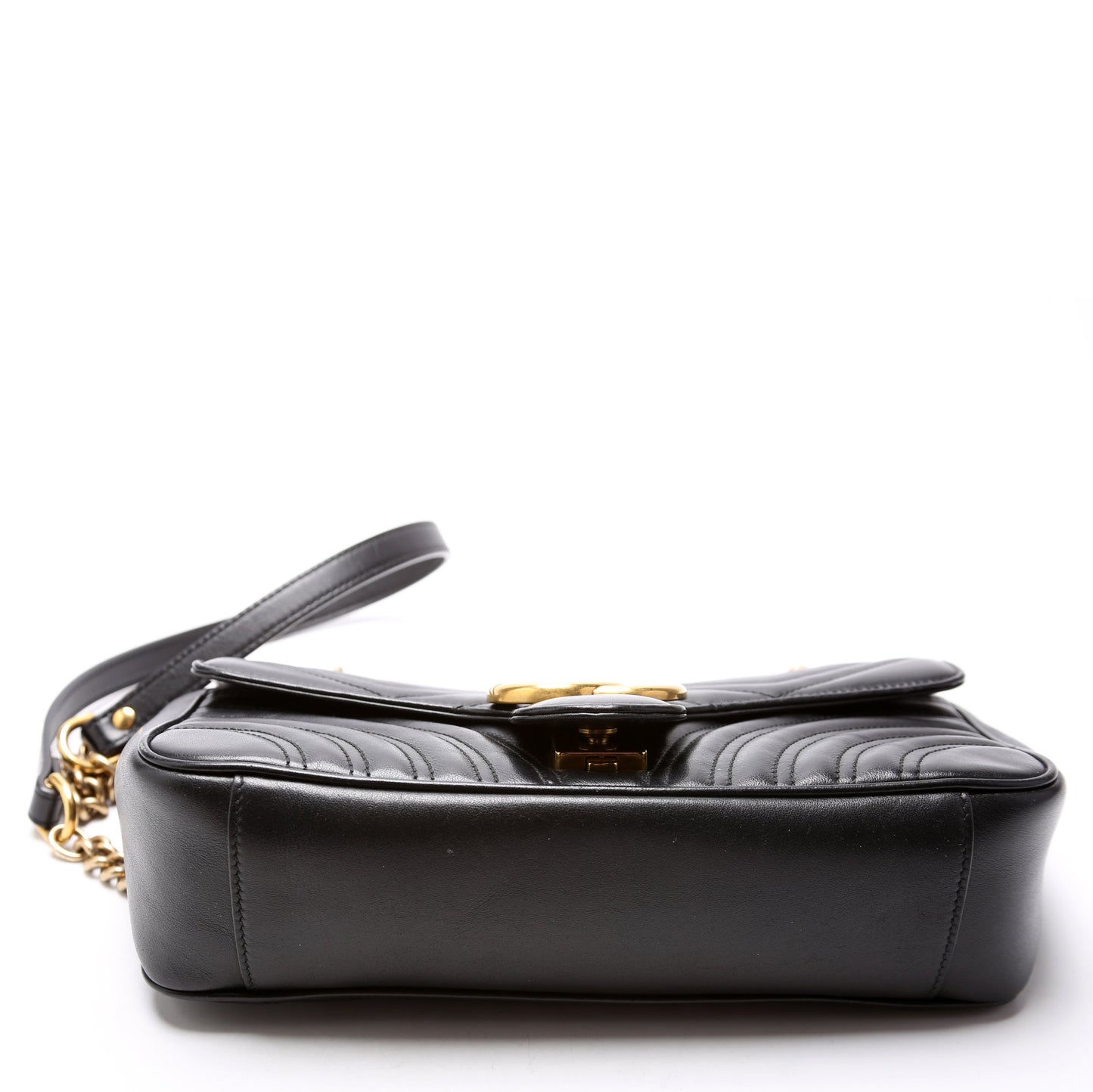 443497 Marmont Leather Shoulder Small Flap Black