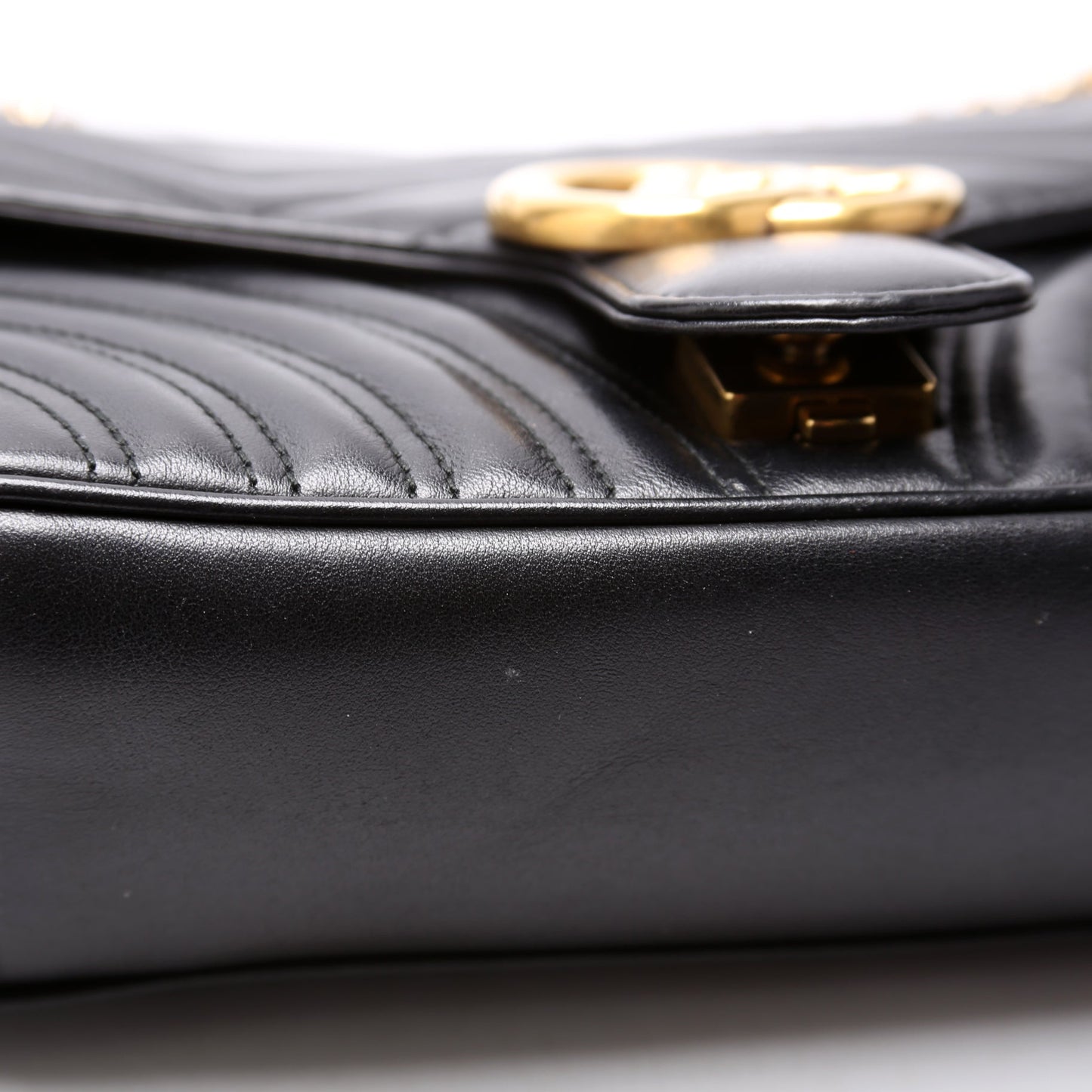 443497 Marmont Leather Shoulder Small Flap Black