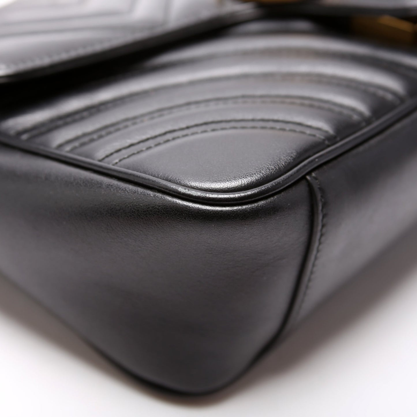 443497 Marmont Leather Shoulder Small Flap Black