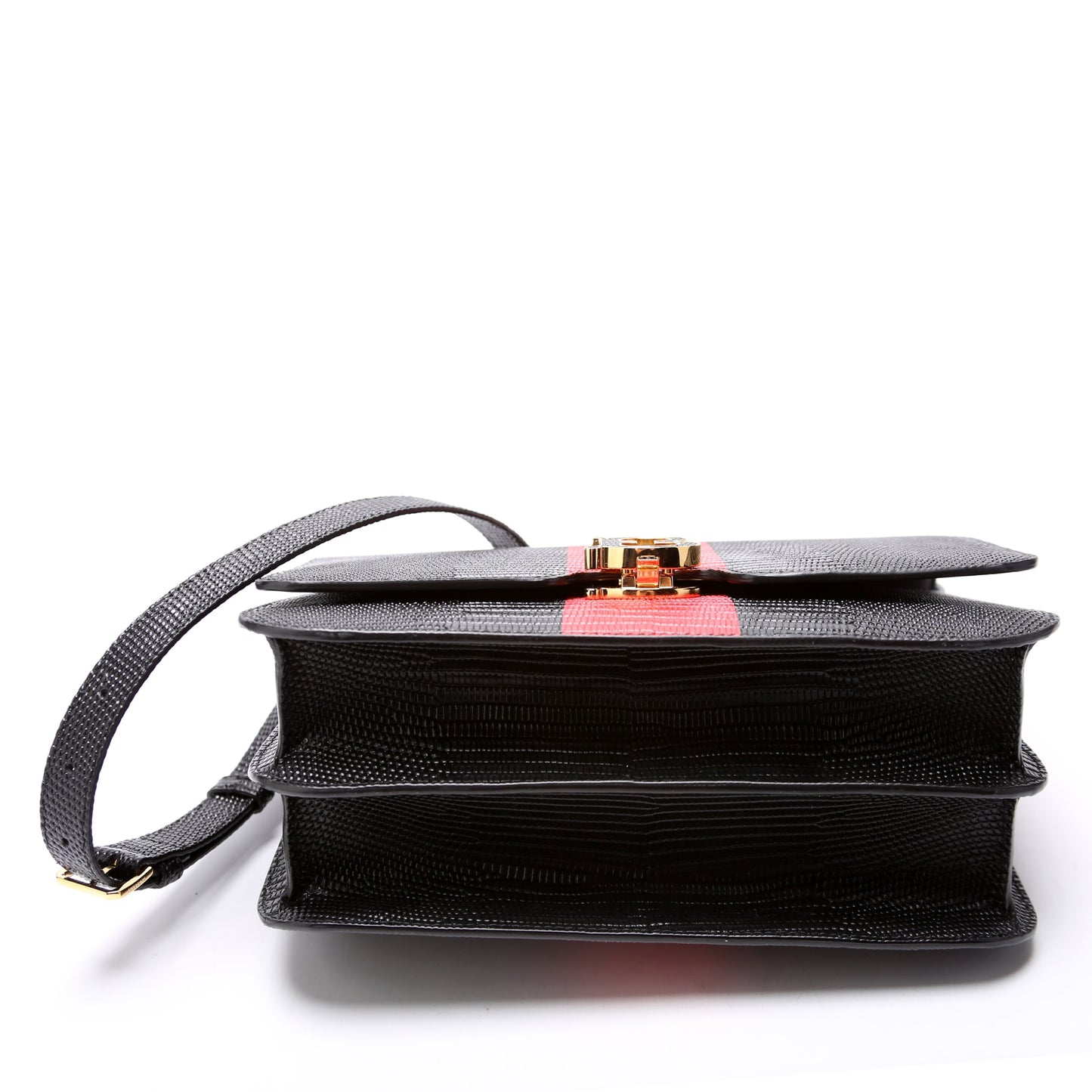 Brit Embossed Leather Crossbody Black