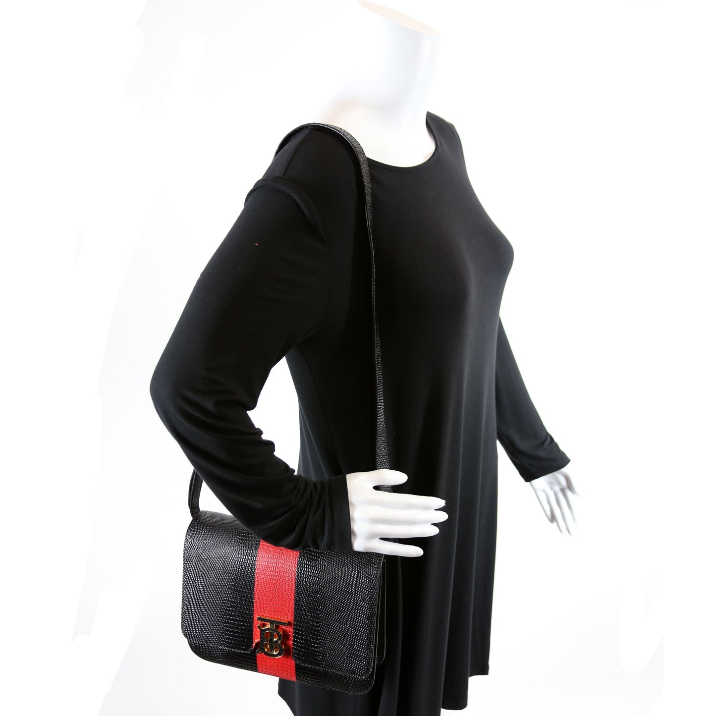 Brit Embossed Leather Crossbody Black