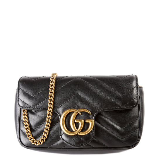 476433 Marmont Leather Super Mini Flap Black