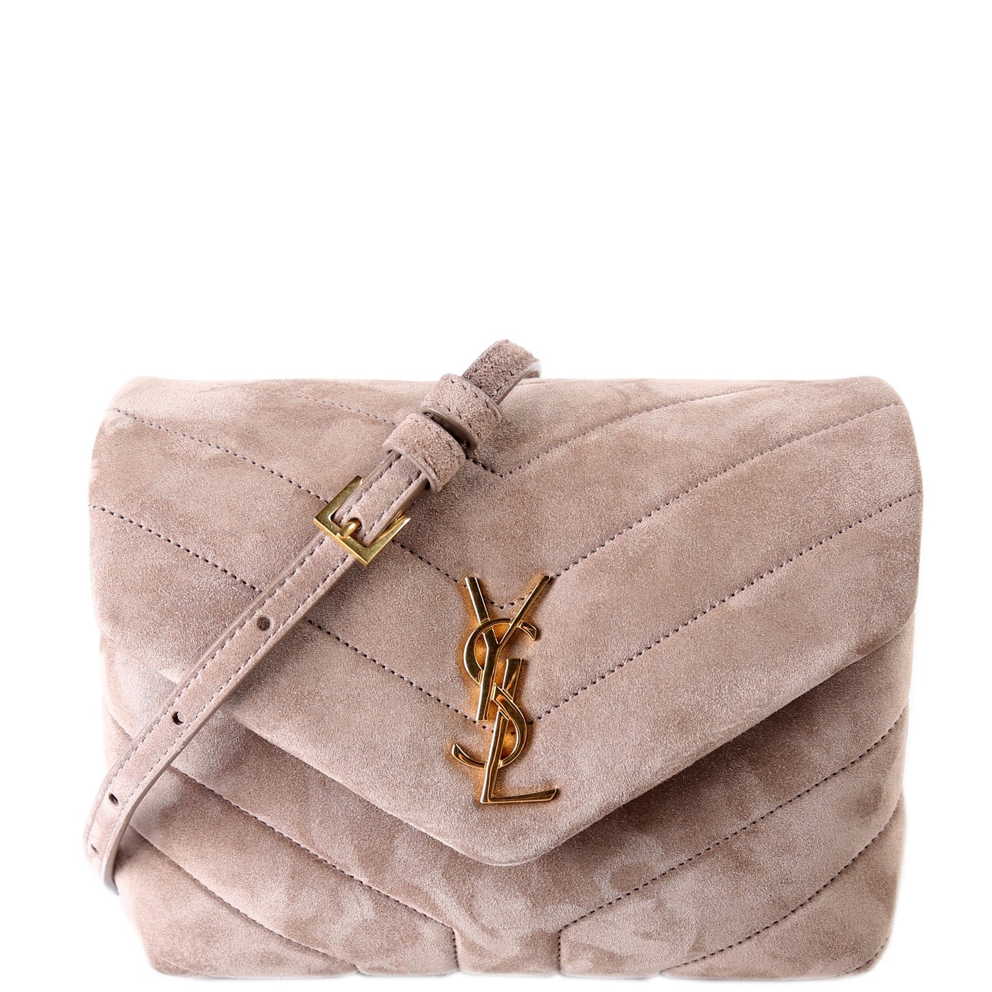 Loulou Suede Satchel Toy Crossbody Taupe