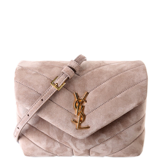 Loulou Suede Satchel Toy Crossbody Taupe