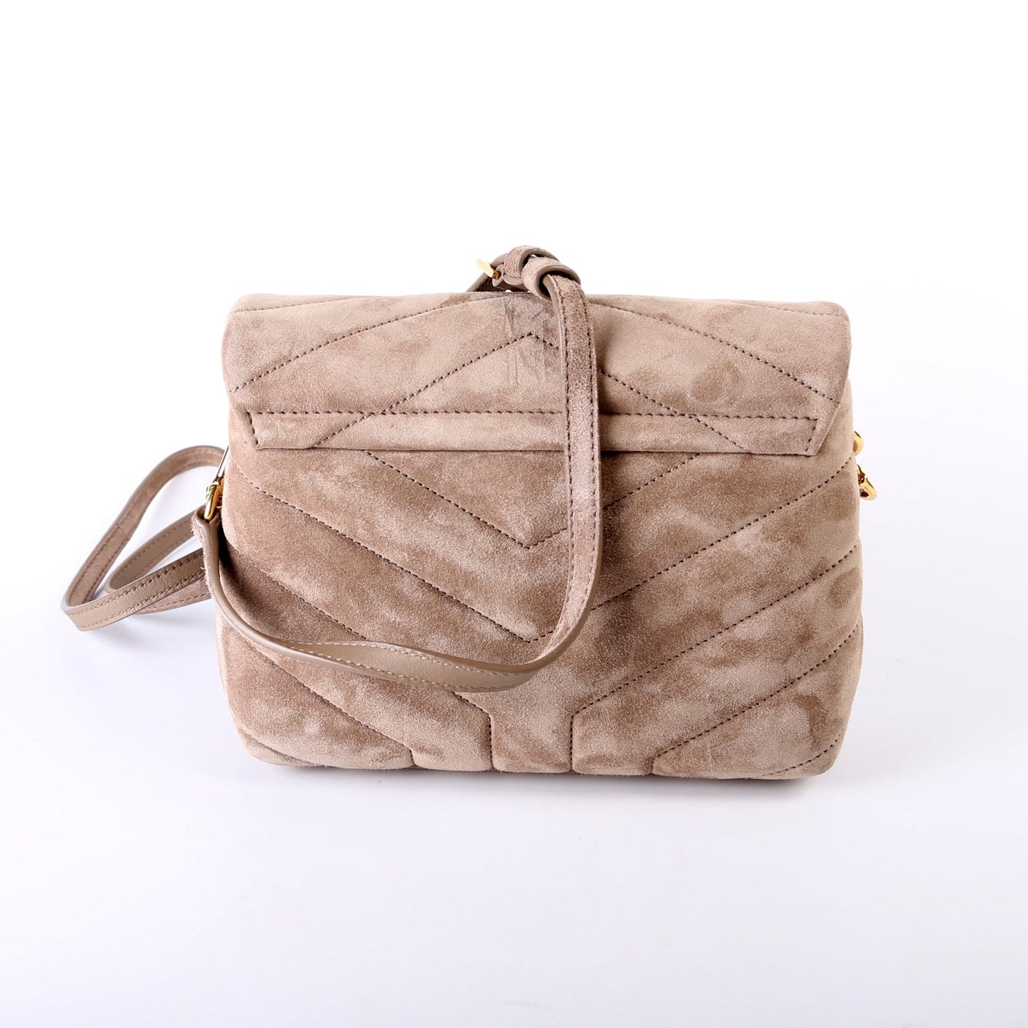 Loulou Suede Satchel Toy Crossbody Taupe