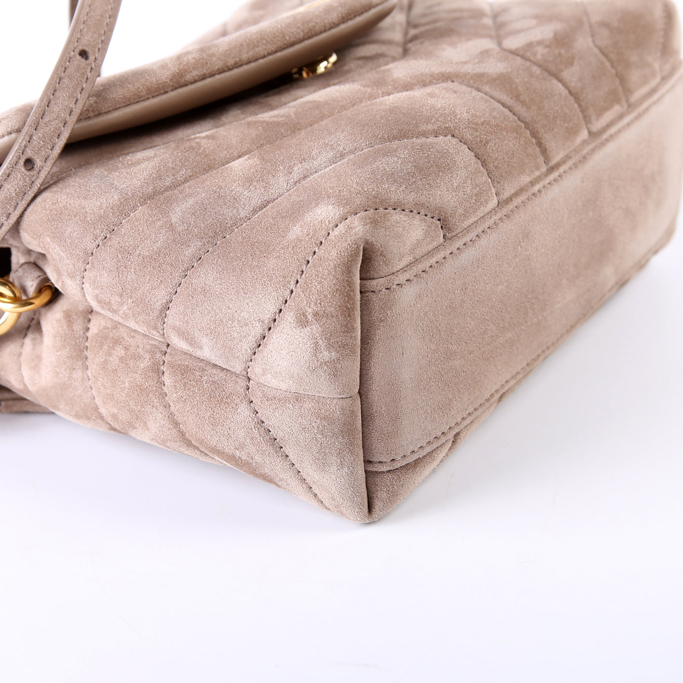 Loulou Suede Satchel Toy Crossbody Taupe