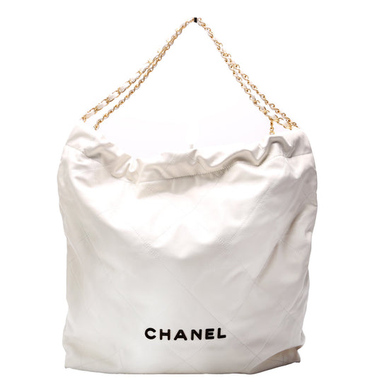 Chanel 22 Quilted Large Hobo White