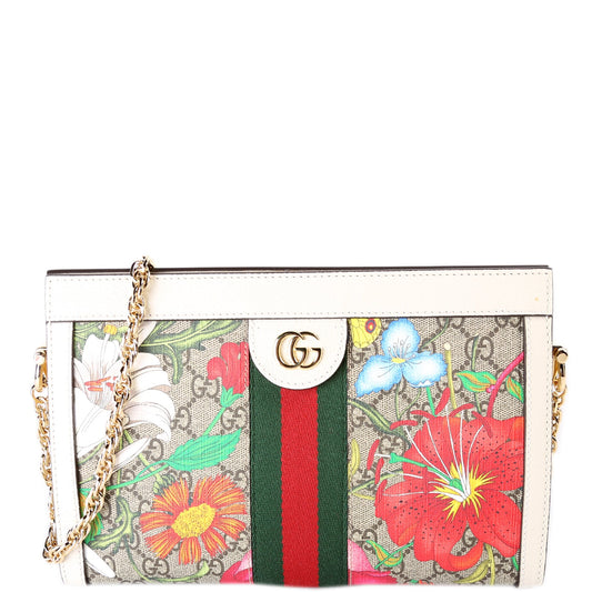 503877 GG Supreme Flora Ophidia Small Chain White