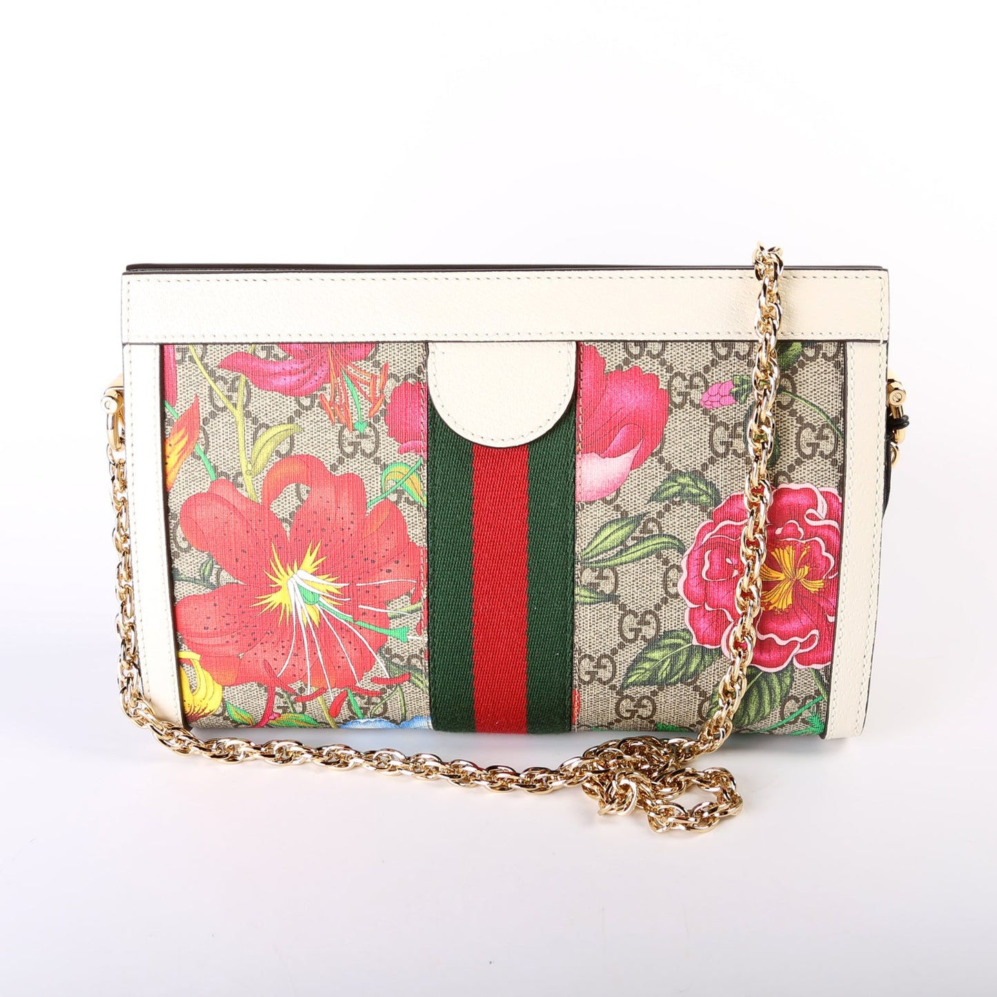 503877 GG Supreme Flora Ophidia Small Chain White