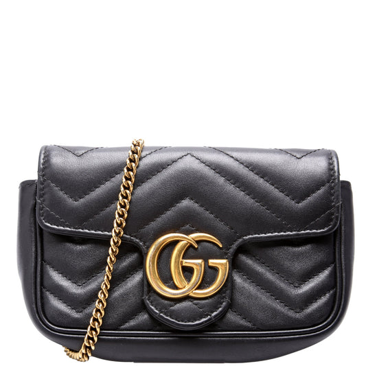 476433 Marmont Leather Super Mini Flap Black