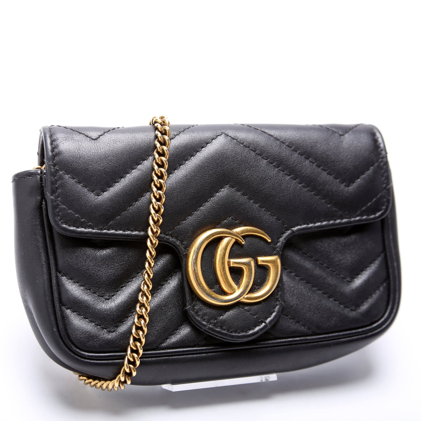 476433 Marmont Leather Super Mini Flap Black