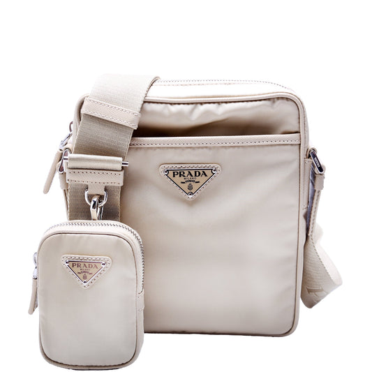2VH112 Re-Nylon/Saffiano Leather Shoulder Gold