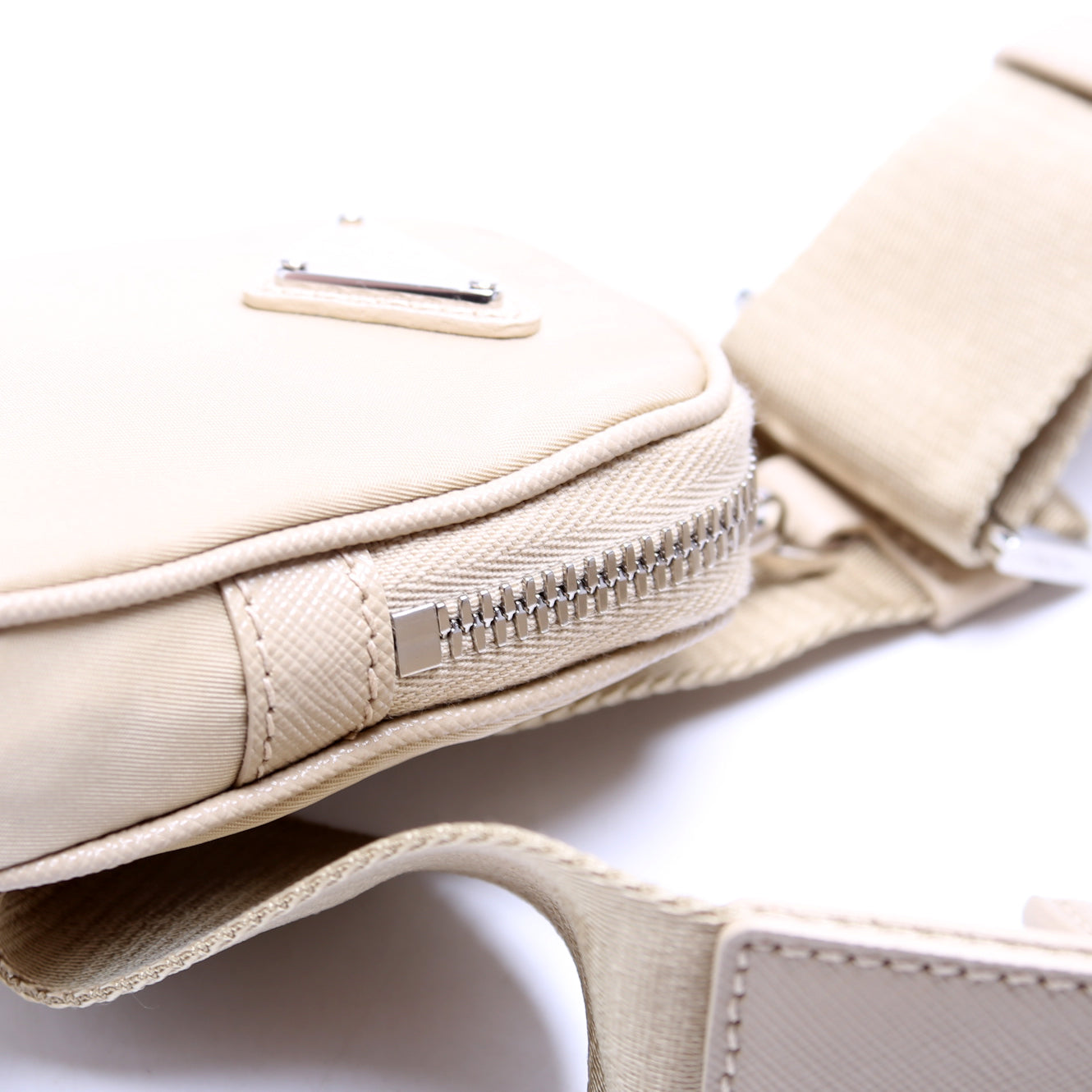 2VH112 Re-Nylon/Saffiano Leather Shoulder Gold
