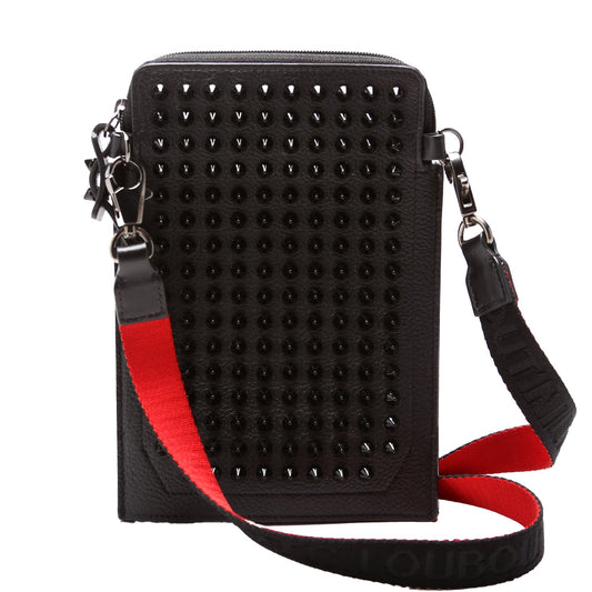 Loubilab Spikes Calfskin Phone Pouch Crossbody Black