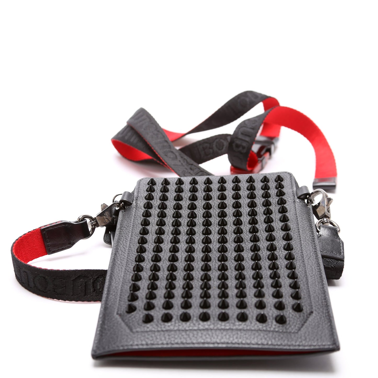 Loubilab Spikes Calfskin Phone Pouch Crossbody Black